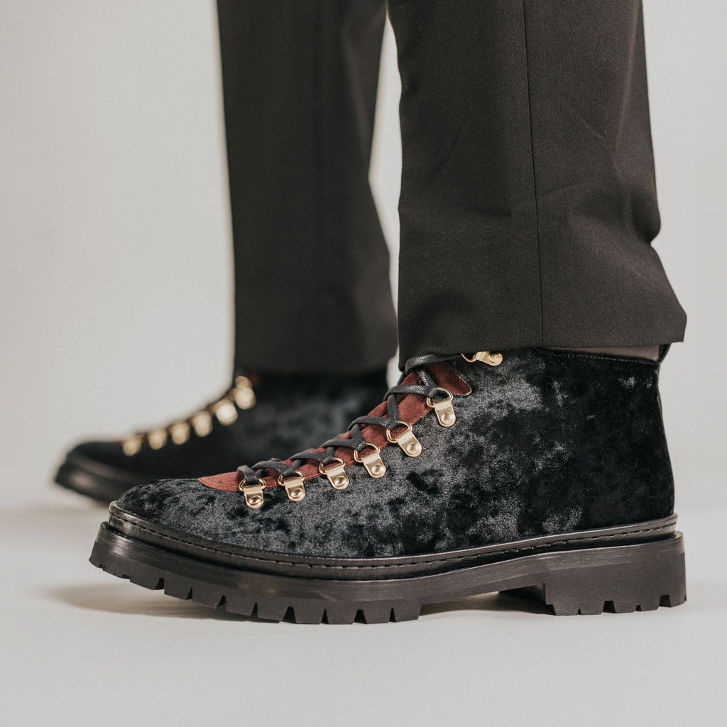 The Viking Boot in Black Velour (Last Chance, Final Sale)