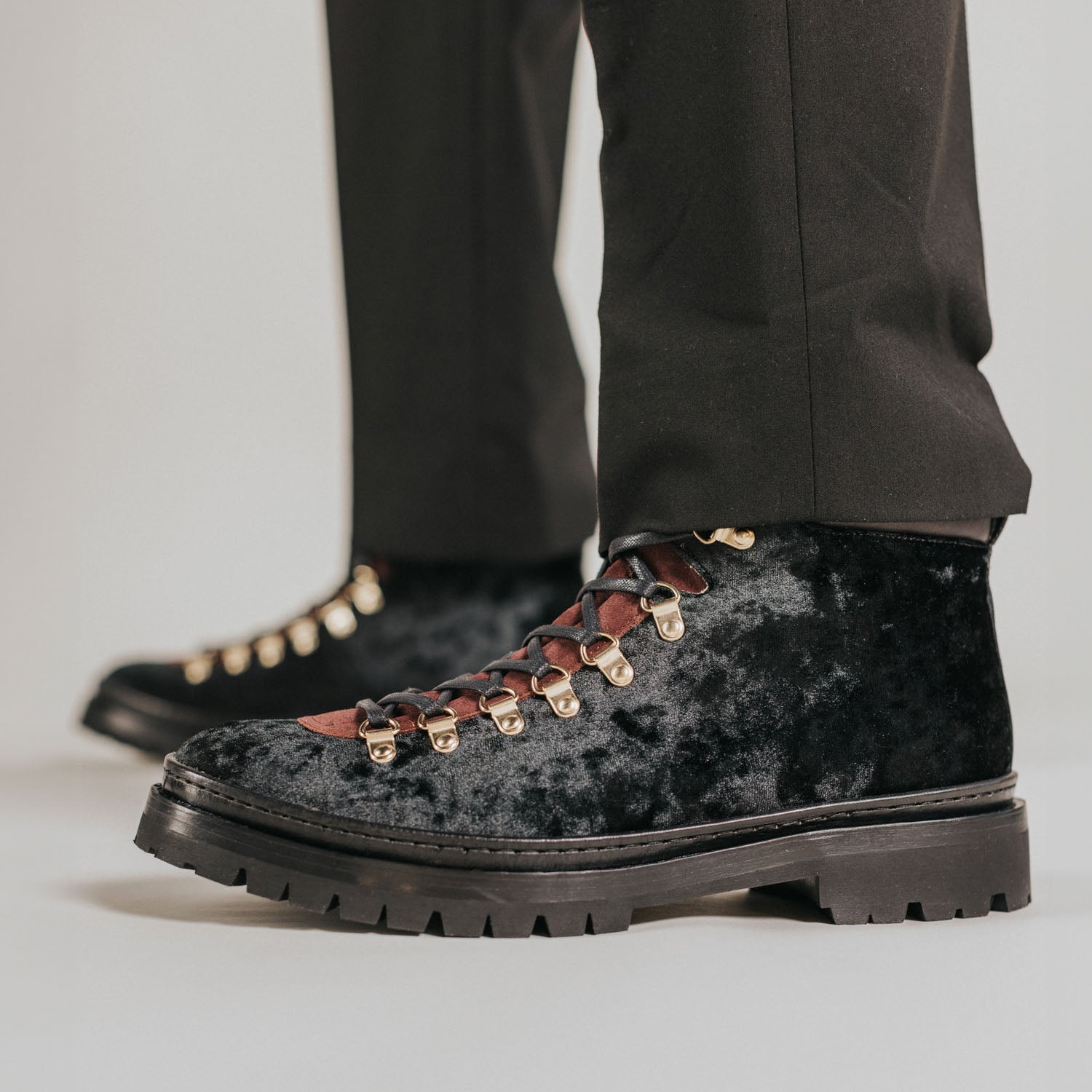 The Viking Boot in Black Velour (Last Chance, Final Sale)