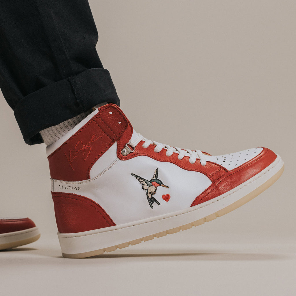 The Rapido High-top Sneaker in Red Hummingbird