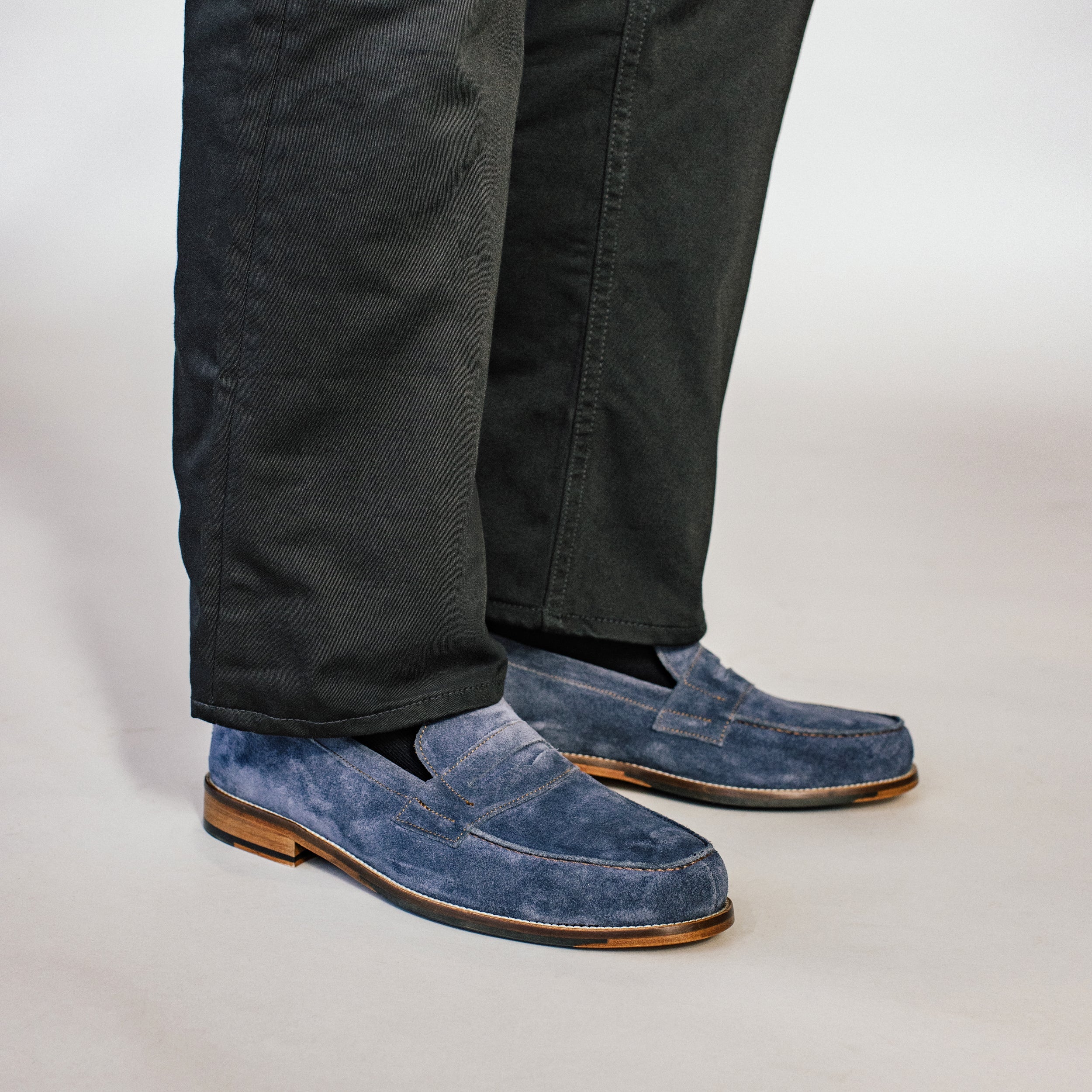 The Sterling Loafer in Washed Blue Suede