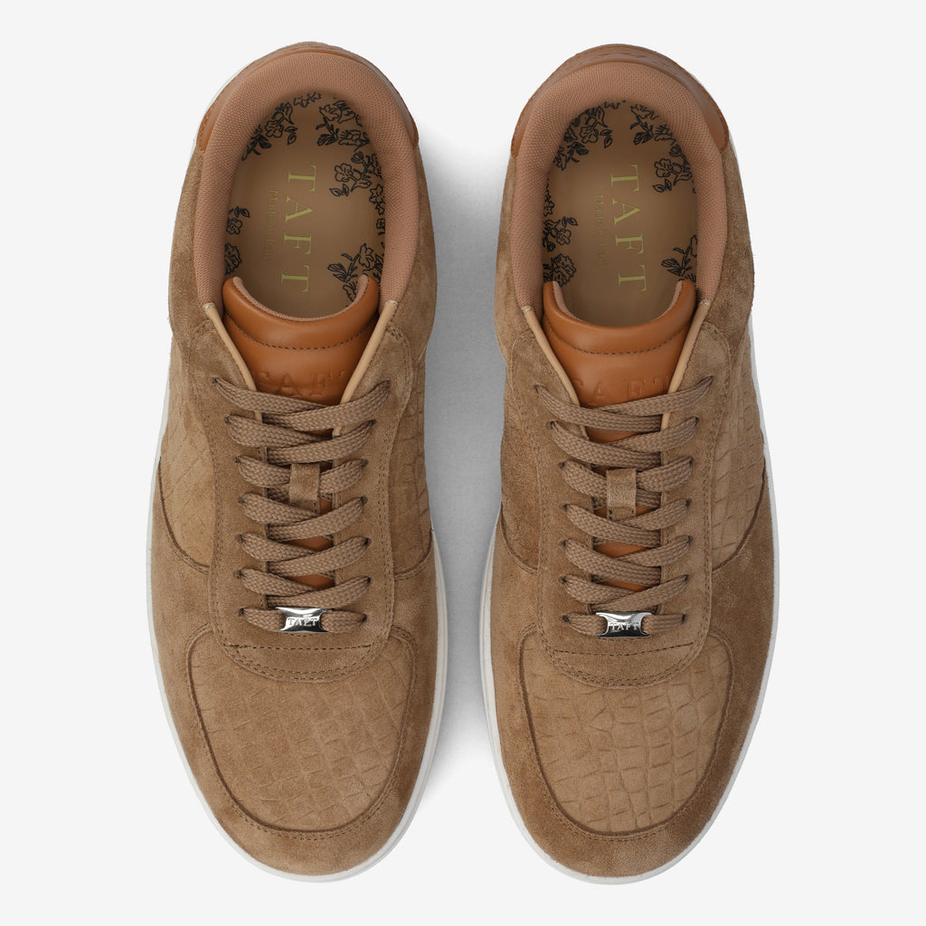 The Rapido Low-Top Sneaker in Taupe Suede